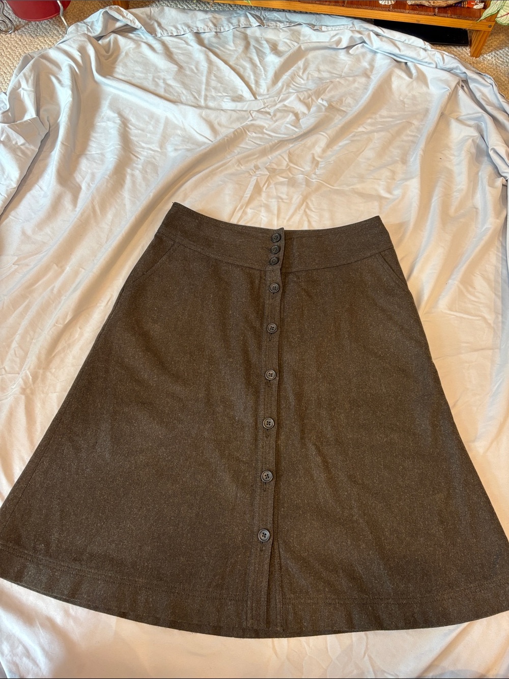 Banana Republic Wool Gray A-Line Button-Front Skirt